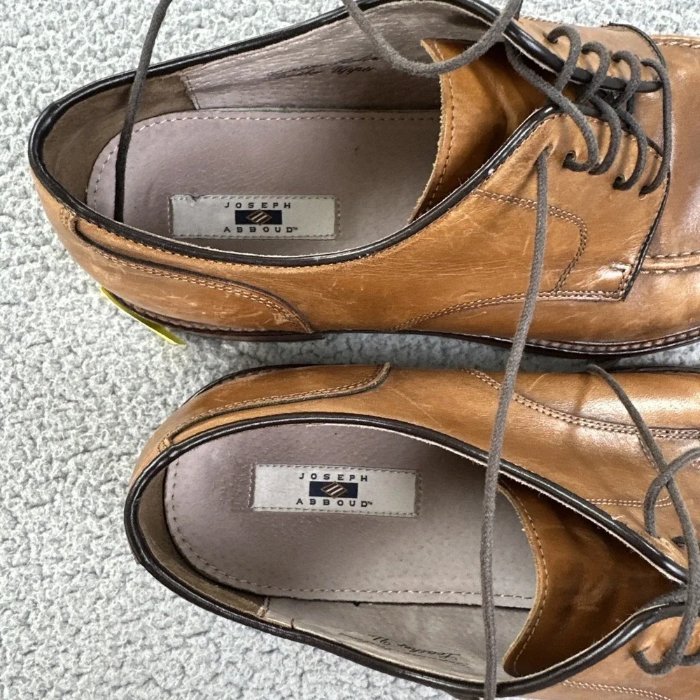 Joseph Abboud Stevenson Split Toe Dress Shoes Men 11 Brown Italian Leather